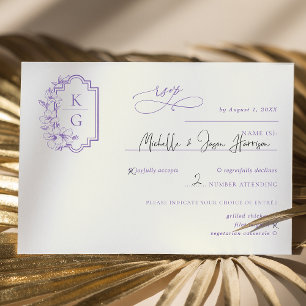 Monogram Modern Minimal Wedding RSVP Card