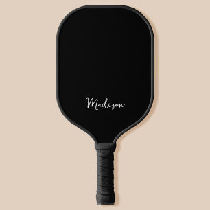 Monogram Modern Minimalist Black and White Pickleball Paddle