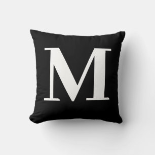 Monogram Modern Minimalist Black White Cushion