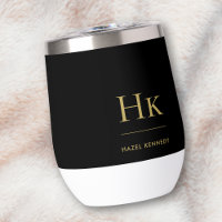 Monogram Modern Minimalist Elegant Black Gold