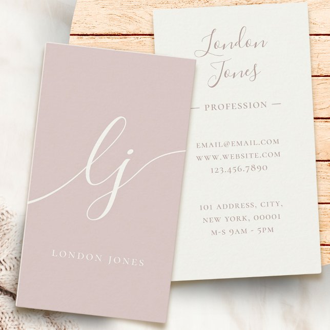 Monogram Modern Minimalist Feminine Rose Ivory Business Card (Creator Uploaded)