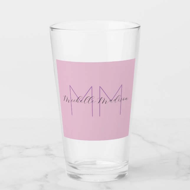 Monogram Modern Minimalist Name Initials Glass (Front)