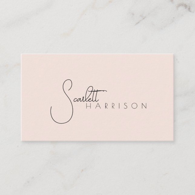 Monogram Modern Minimalist Professional Peach Pink Business Card (Front)