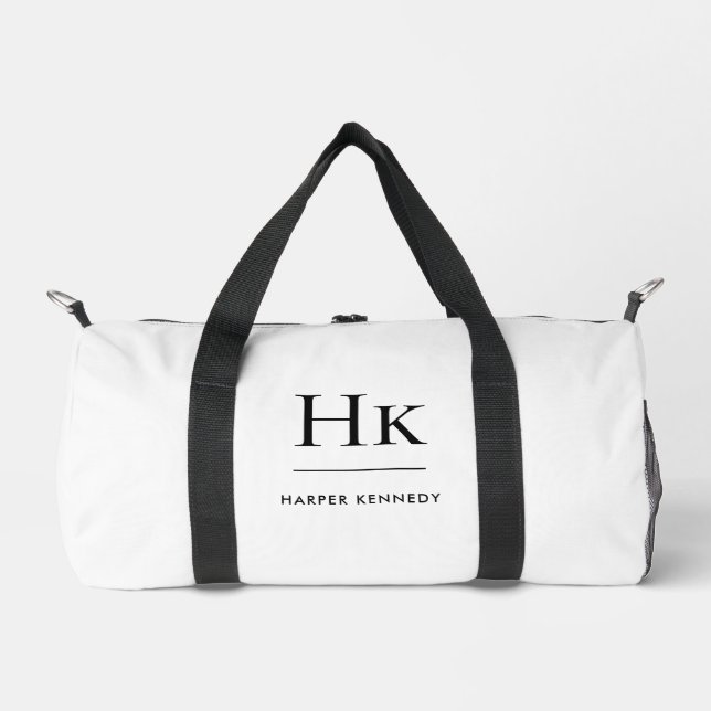 Monogram Modern Minimalist Simple Monogrammed Name Duffle Bag (Front)