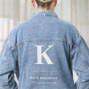 Monogram Modern Minimalist Stylish Large Letter Denim Jacket