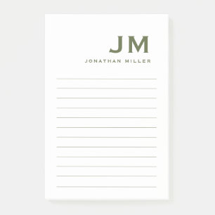 Monogram Modern Minimalist Trendy Lined Post-it Notes