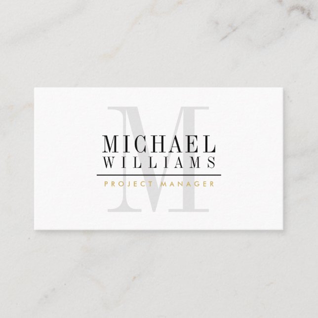 MONOGRAM modern name simple masculine gold black Business Card (Front)