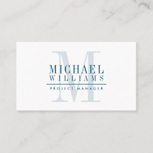 MONOGRAM modern name simple masculine navy blue Business Card
