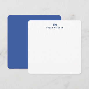 Monogram Modern Navy Blue Typography Card