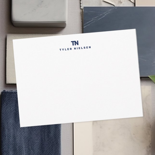 Monogram Modern Navy Blue Typography Card (Creator Uploaded)