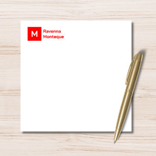 Monogram Modern Neon Red Personalised Script Card