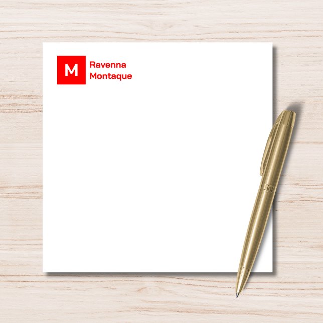 Monogram Modern Neon Red Personalised Script  Card (Creator Uploaded)