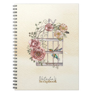 Monogram Modern pastel kraft paper Watercolor art Notebook