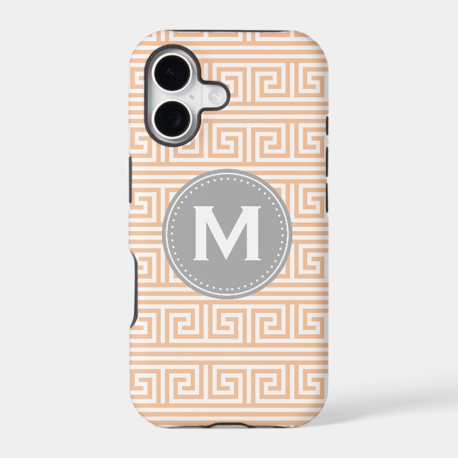 Monogram Modern Peach Greek Key Pattern (Back)