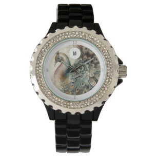 Monogram Modern Peacock   Add Your Initial Watch