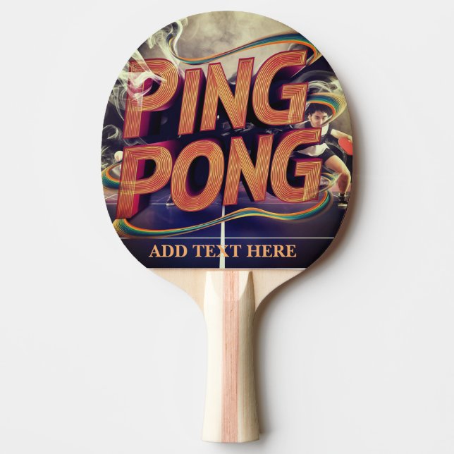 monogram modern personalised colourful with text   ping pong paddle (Front)