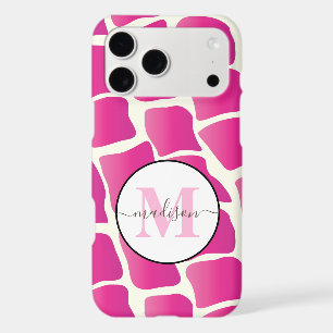 Monogram Modern Pink and Ivory Giraffe Pattern