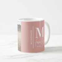 Monogram modern pink personalised photo family