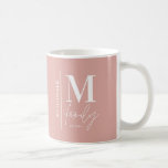 Monogram modern pink personalised photo family coffee mug<br><div class="desc">Monogram modern family blush pink and white monochrome stylish elegant photo matching family gift. Ideal for family reunions,  vacations,  birthday and Christmas parties.</div>