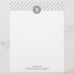 Monogram Modern Plain Silver Letterhead