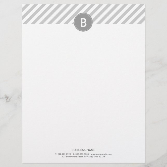 Monogram Modern Plain Silver Letterhead (Front)