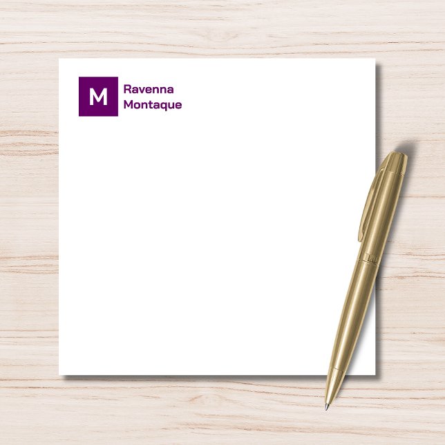 Monogram Modern Plum Purple Personalised Script  Card (Creator Uploaded)