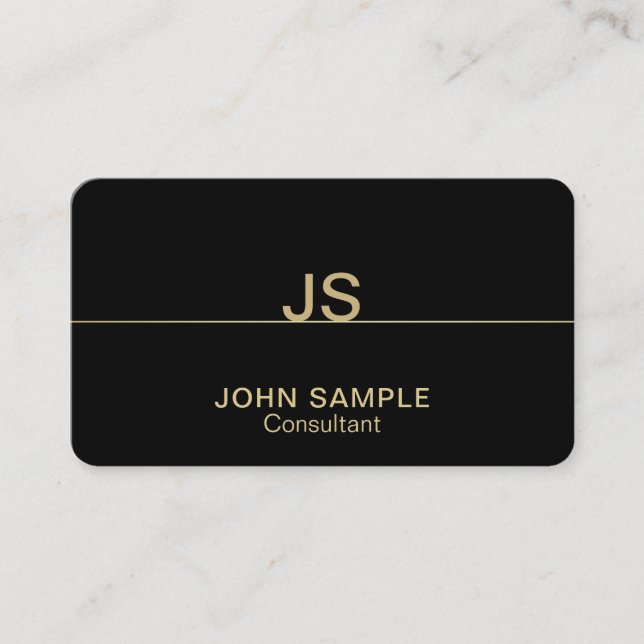 Monogram Modern Professional Elegant Black Gold Business Card (Front)