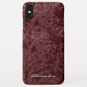 Monogram Modern Red Velvet Faux Fabric iPhone XS Max Case