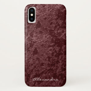 Monogram Modern Red Velvet Faux Fabric iPhone X Case