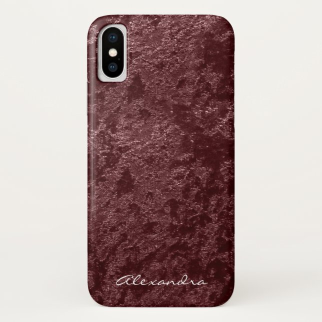 Monogram Modern Red Velvet Faux Fabric Case-Mate iPhone Case (Back)