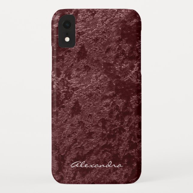 Monogram Modern Red Velvet Faux Fabric Case-Mate iPhone Case (Back)