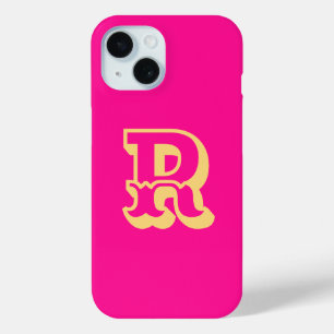 Monogram Modern Retro Hot Pink iPhone 15 Case