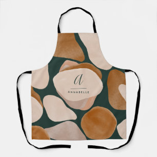 Monogram modern rust green abstract stylish chic apron