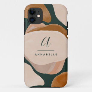 Monogram modern rust green abstract stylish chic iPhone 11 case
