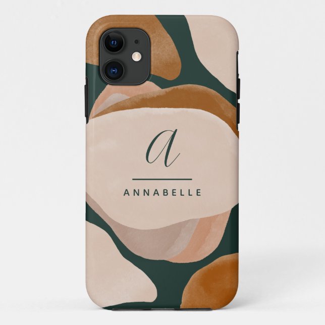 Monogram modern rust green abstract stylish chic Case-Mate iPhone case (Back)