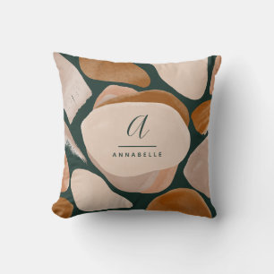 Monogram modern rust green abstract stylish chic cushion
