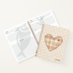 Monogram modern rustic tartan Kitchen Brown Notebook
