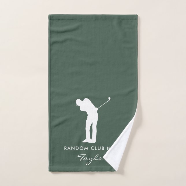 Monogram Modern Sage Green Golf Club Name Custom Hand Towel (Hand Towel)