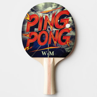 monogram modern script colour cute ping pong paddle