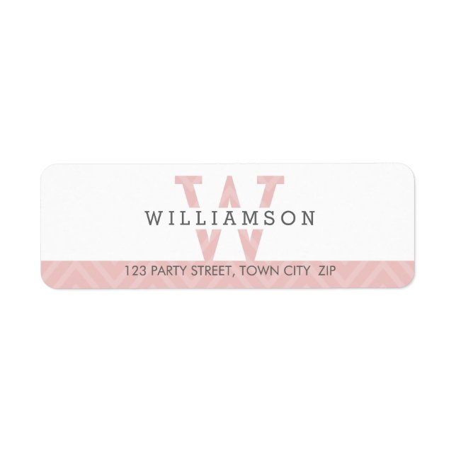 MONOGRAM modern simple chevron pattern baby pink Return Address Label (Front)