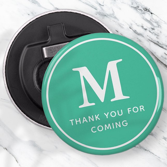Monogram Modern Simple Chic Thank You For Coming Bottle Opener (Creator Uploaded)