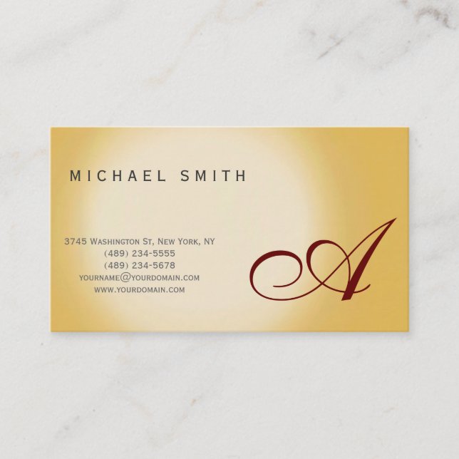 Monogram Modern Simple Consultant Business Card (Front)