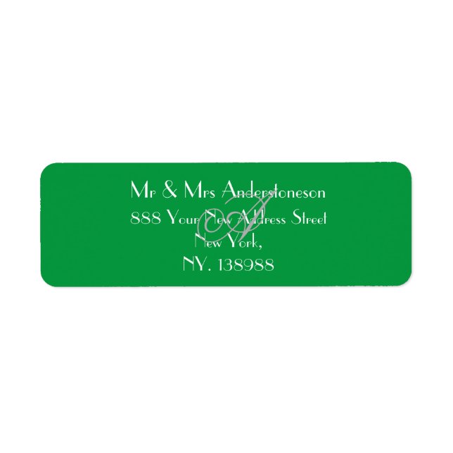  Monogram Modern Simple Cool Green Return Address  Label (Front)