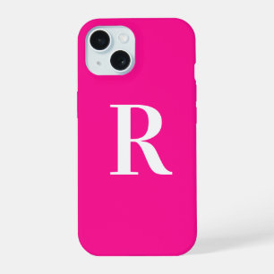 Monogram Modern Simple Hot Pink iPhone 15 Case