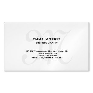 Monogram Modern Simple Minimalist Plain Magnetic Business Card