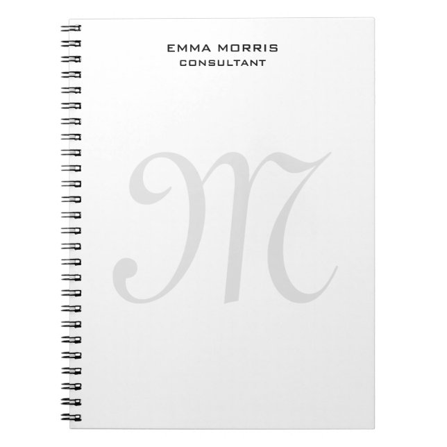 Monogram Modern Simple Minimalist Plain Notebook (Front)