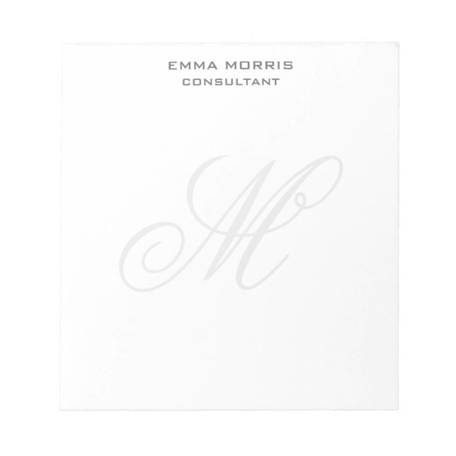 Monogram Modern Simple Minimalist Plain Notepad (Front)