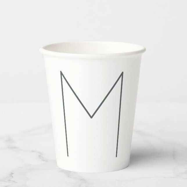 Monogram Modern Simple Minimalist Plain Paper Cups (Front)