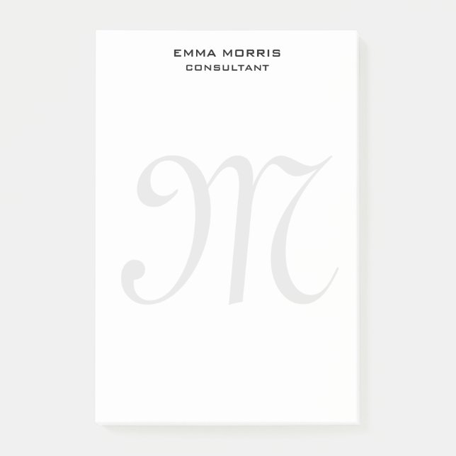 Monogram Modern Simple Minimalist Plain Post-it Notes (Front)