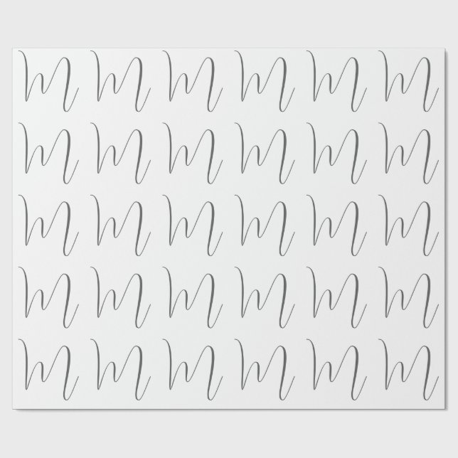 Monogram Modern Simple Minimalist Plain Wrapping Paper (Flat)